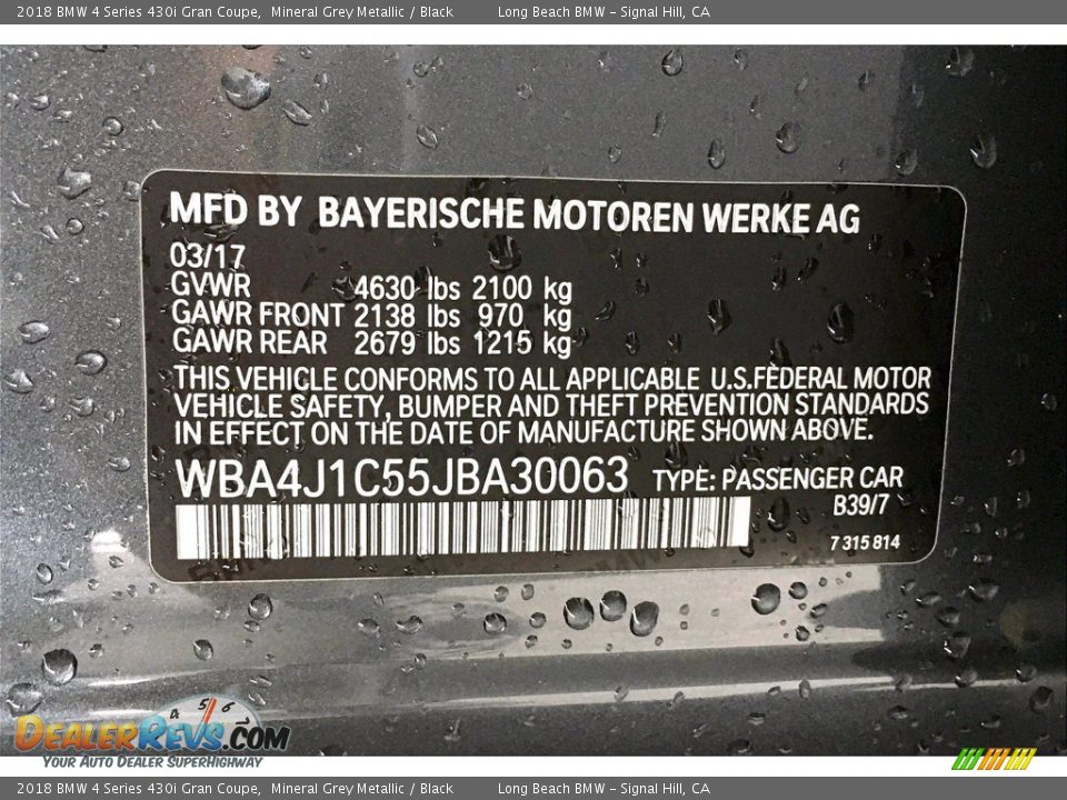 2018 BMW 4 Series 430i Gran Coupe Mineral Grey Metallic / Black Photo #36