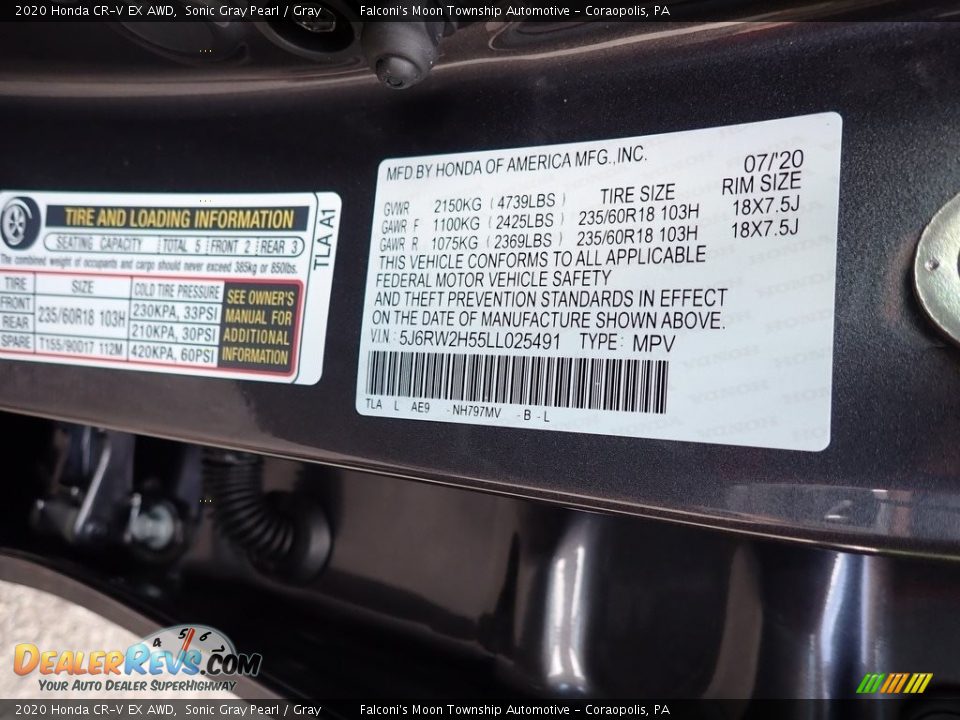 2020 Honda CR-V EX AWD Sonic Gray Pearl / Gray Photo #12