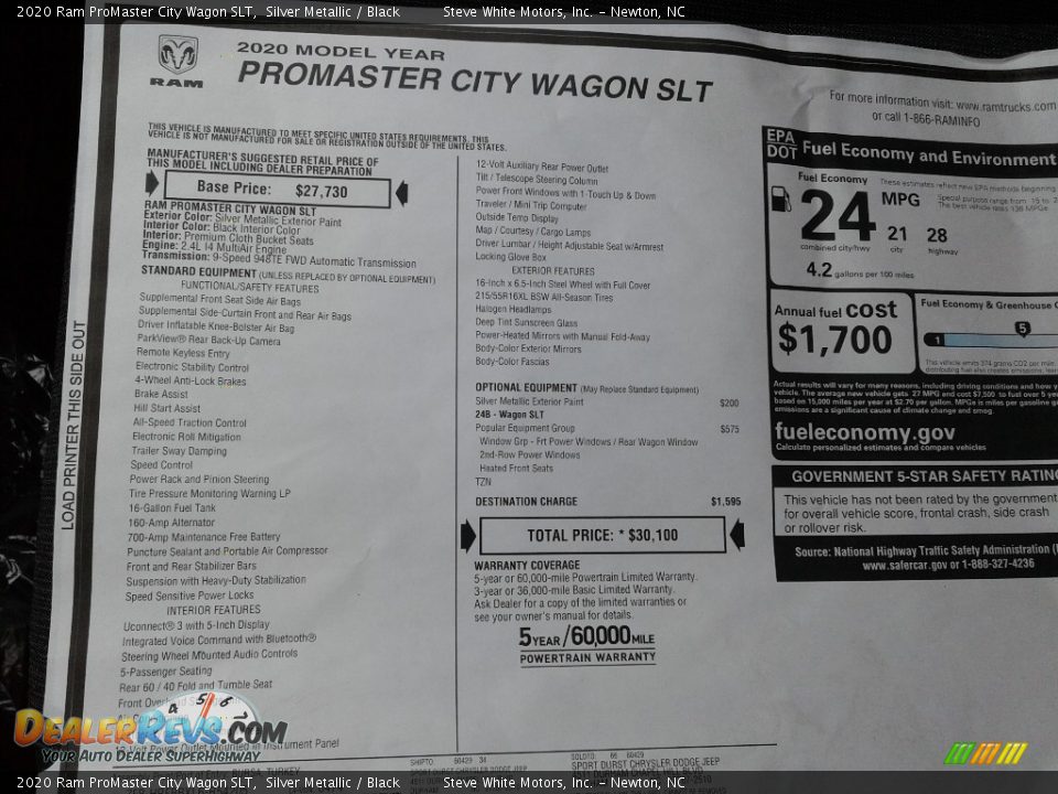 2020 Ram ProMaster City Wagon SLT Silver Metallic / Black Photo #28