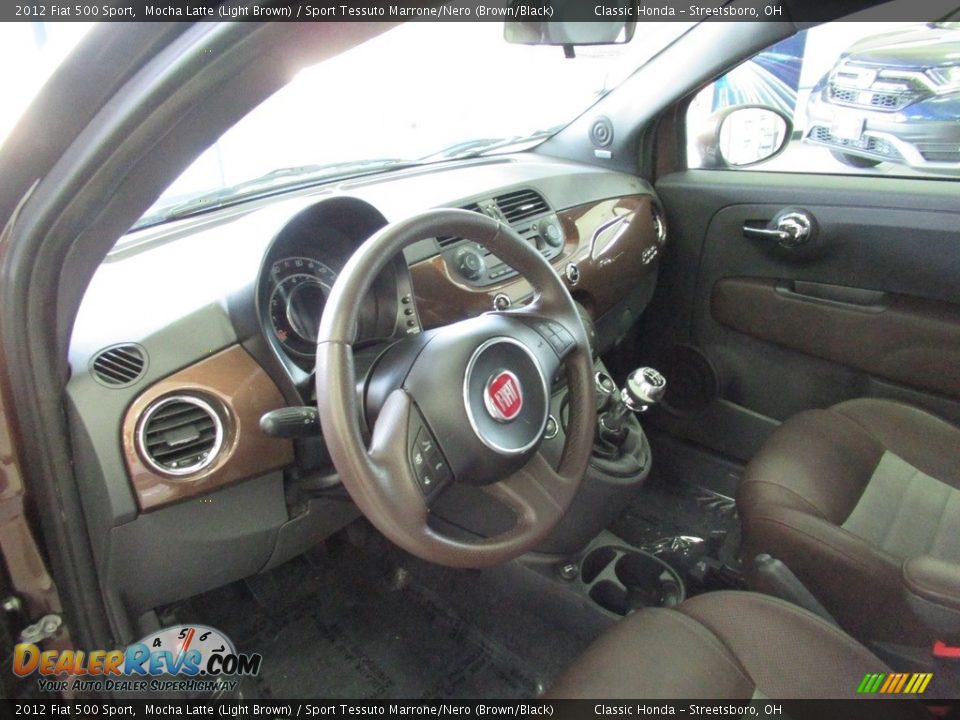 2012 Fiat 500 Sport Mocha Latte (Light Brown) / Sport Tessuto Marrone/Nero (Brown/Black) Photo #21