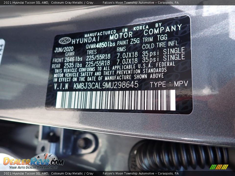 2021 Hyundai Tucson SEL AWD Coliseum Gray Metallic / Gray Photo #12
