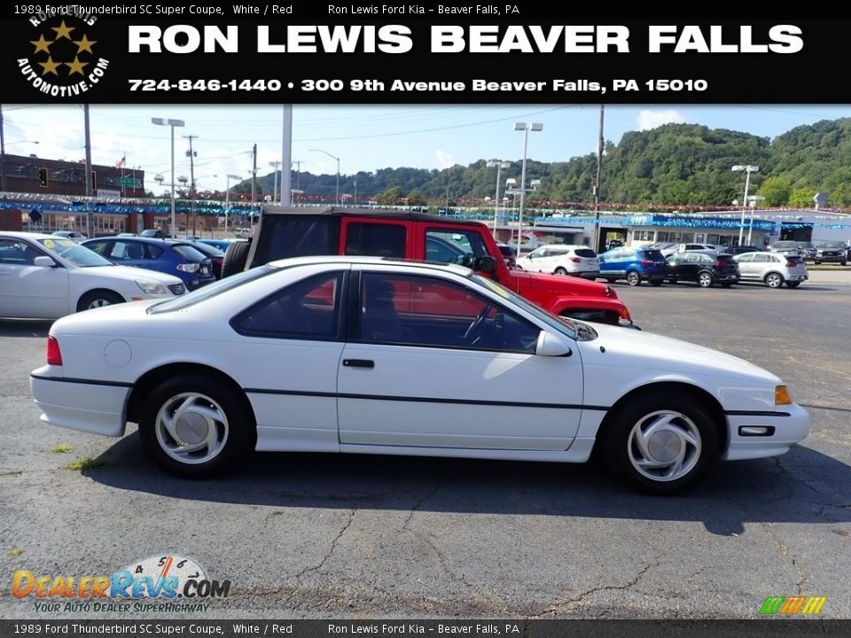 1989 Ford Thunderbird SC Super Coupe White / Red Photo #1