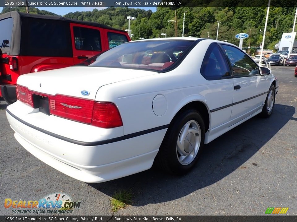 1989 Ford Thunderbird SC Super Coupe White / Red Photo #2