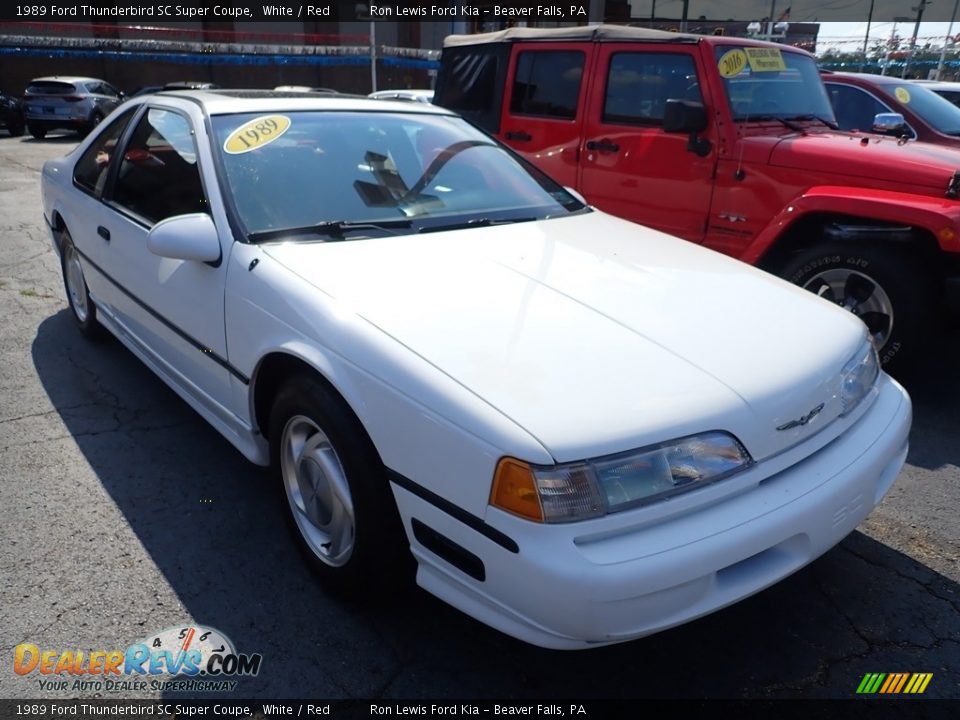 1989 Ford Thunderbird SC Super Coupe White / Red Photo #3