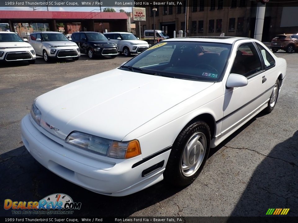 1989 Ford Thunderbird SC Super Coupe White / Red Photo #5