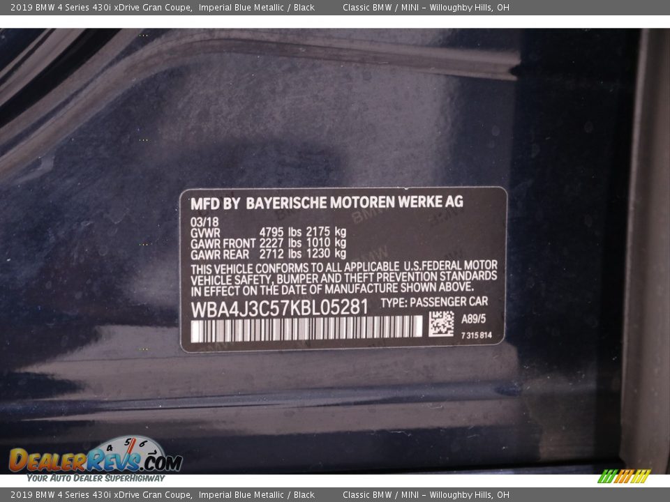 2019 BMW 4 Series 430i xDrive Gran Coupe Imperial Blue Metallic / Black Photo #20