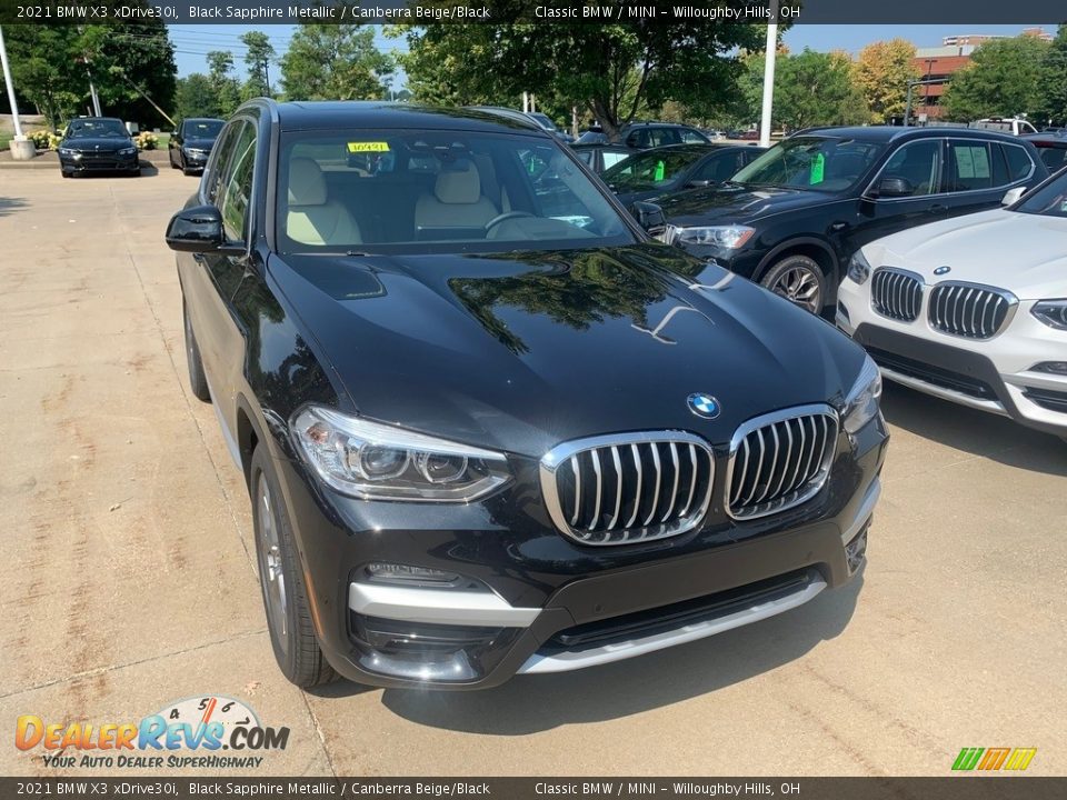2021 BMW X3 xDrive30i Black Sapphire Metallic / Canberra Beige/Black Photo #1