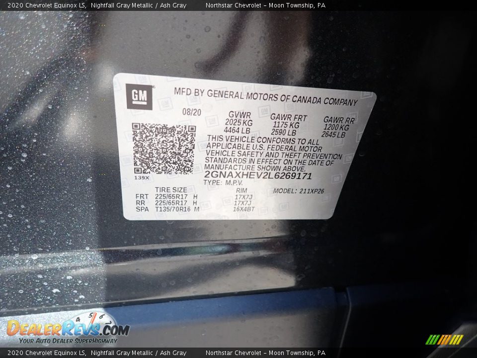 2020 Chevrolet Equinox LS Nightfall Gray Metallic / Ash Gray Photo #15