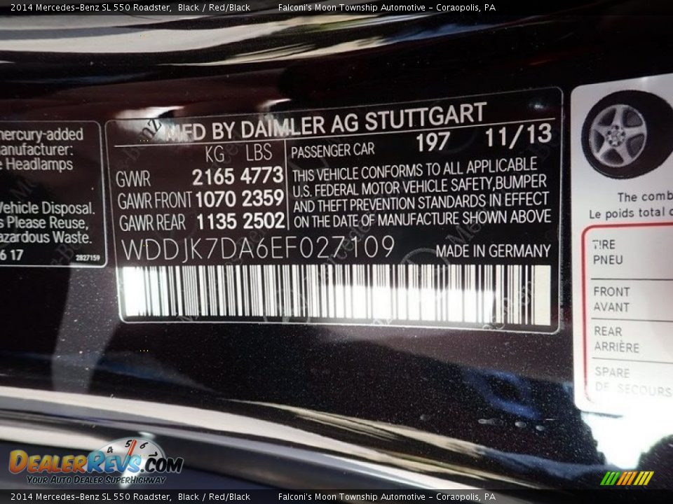 2014 Mercedes-Benz SL 550 Roadster Black / Red/Black Photo #23