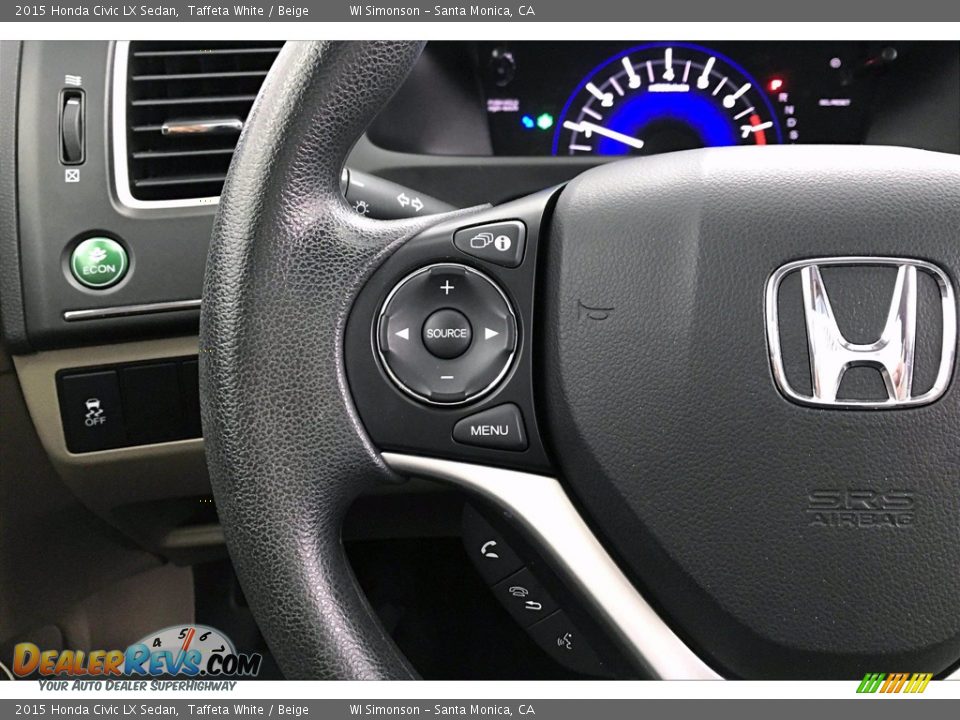 2015 Honda Civic LX Sedan Taffeta White / Beige Photo #18