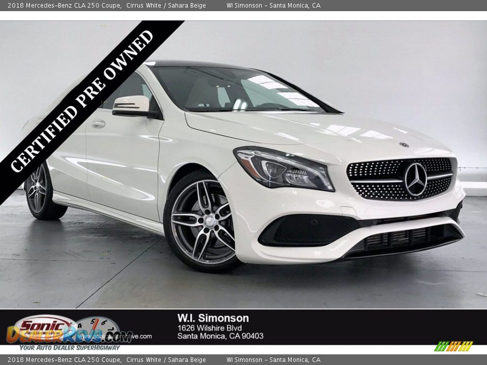 2018 Mercedes-Benz CLA 250 Coupe Cirrus White / Sahara Beige Photo #1