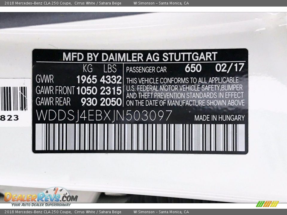 2018 Mercedes-Benz CLA 250 Coupe Cirrus White / Sahara Beige Photo #24