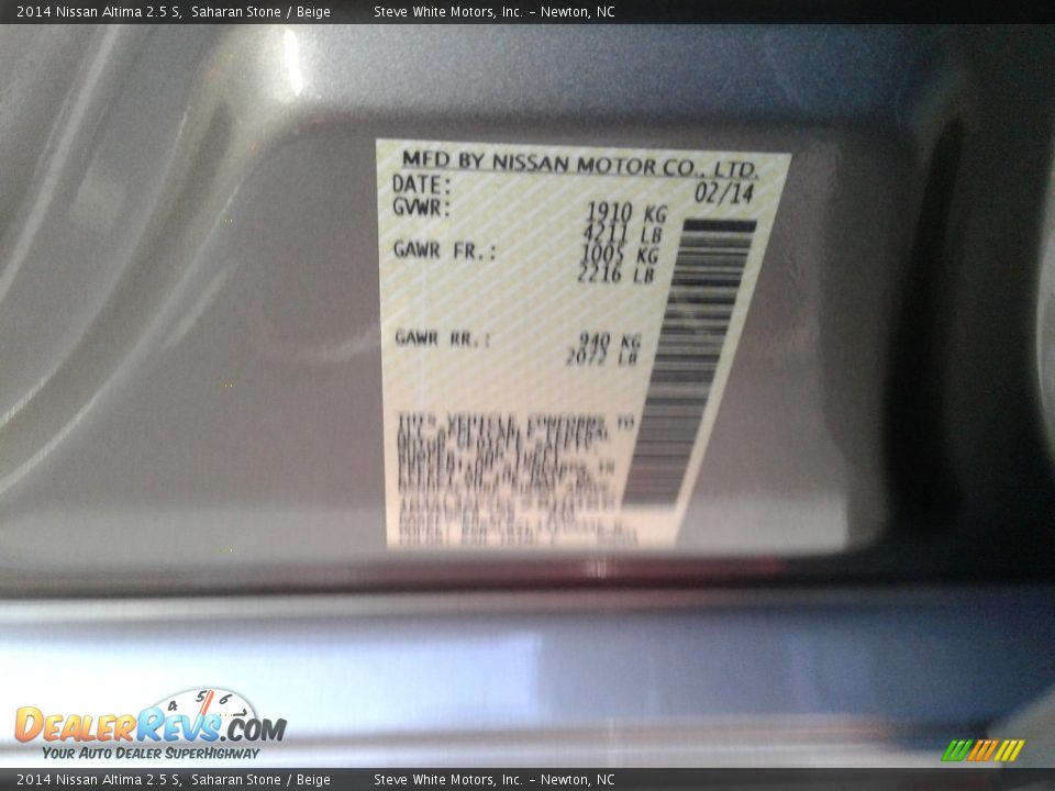 2014 Nissan Altima 2.5 S Saharan Stone / Beige Photo #25