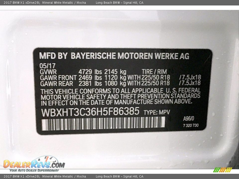 2017 BMW X1 xDrive28i Mineral White Metallic / Mocha Photo #35