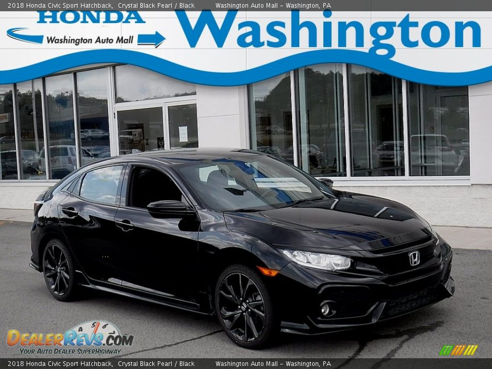 2018 Honda Civic Sport Hatchback Crystal Black Pearl / Black Photo #1