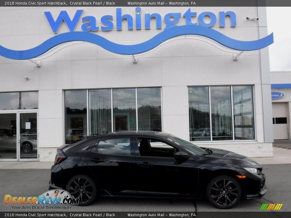2018 Honda Civic Sport Hatchback Crystal Black Pearl / Black Photo #2