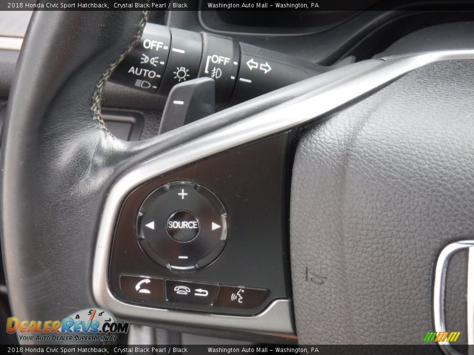 2018 Honda Civic Sport Hatchback Crystal Black Pearl / Black Photo #18