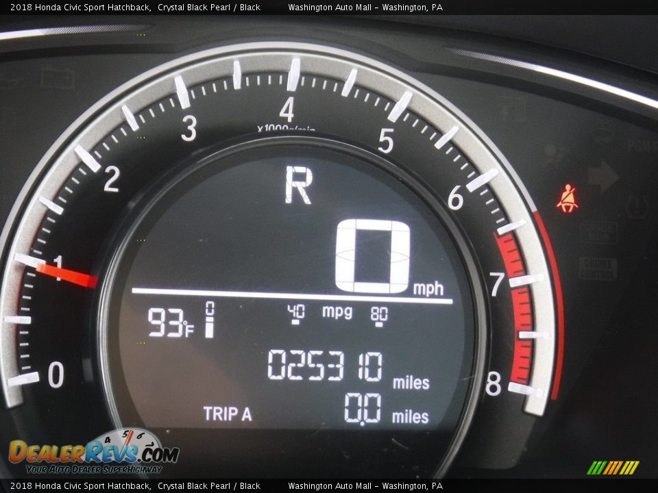 2018 Honda Civic Sport Hatchback Crystal Black Pearl / Black Photo #25