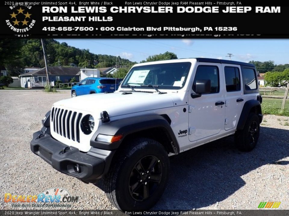 2020 Jeep Wrangler Unlimited Sport 4x4 Bright White / Black Photo #1