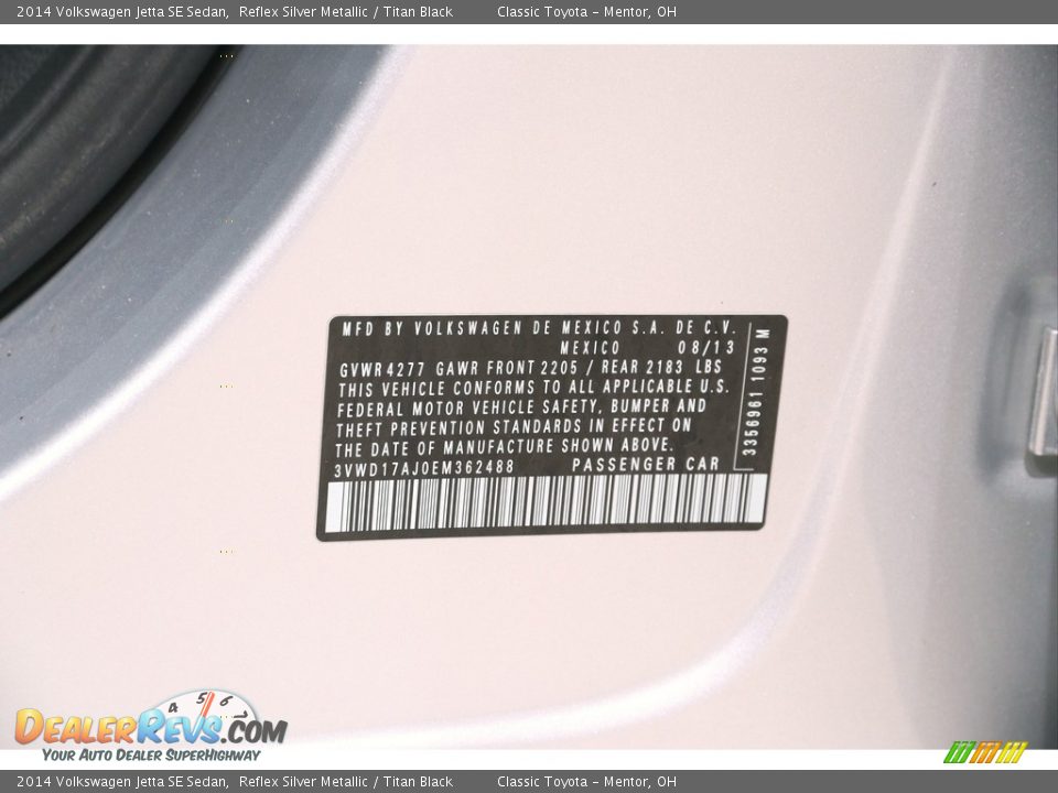 2014 Volkswagen Jetta SE Sedan Reflex Silver Metallic / Titan Black Photo #15