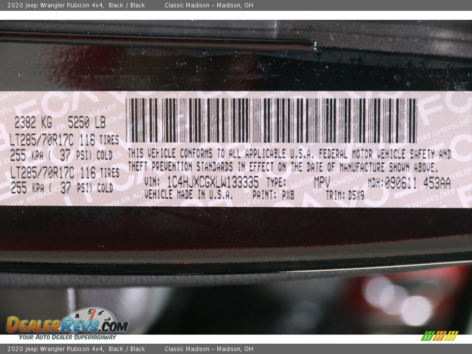2020 Jeep Wrangler Rubicon 4x4 Black / Black Photo #22