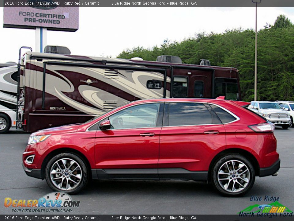 2016 Ford Edge Titanium AWD Ruby Red / Ceramic Photo #2