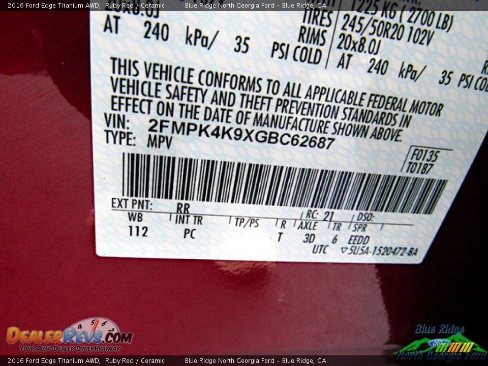 2016 Ford Edge Titanium AWD Ruby Red / Ceramic Photo #26