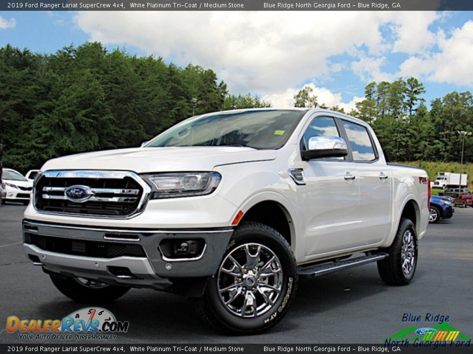 2019 Ford Ranger Lariat SuperCrew 4x4 White Platinum Tri-Coat / Medium Stone Photo #1