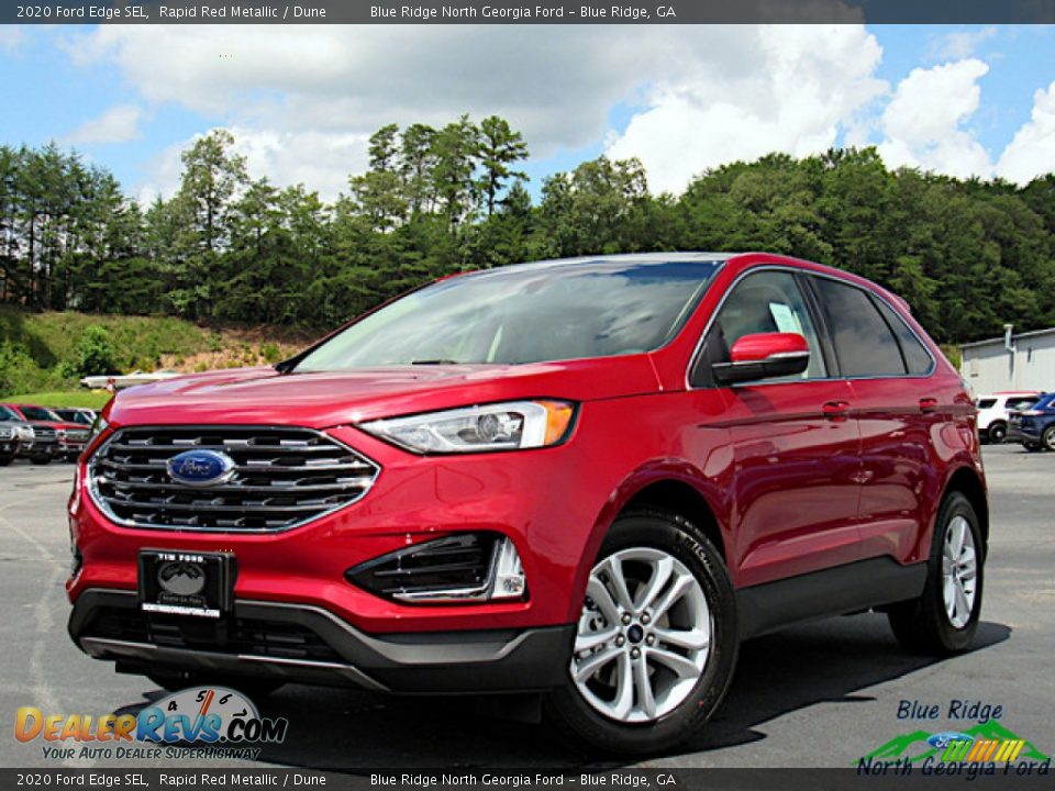 2020 Ford Edge SEL Rapid Red Metallic / Dune Photo #1