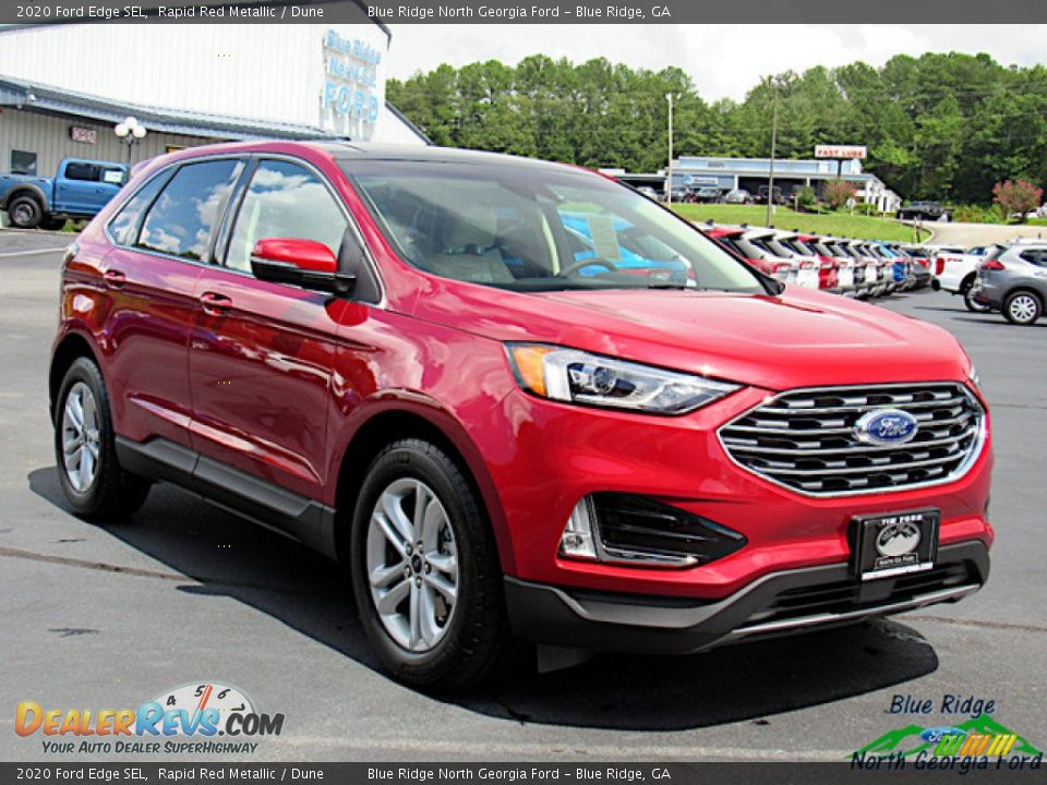 2020 Ford Edge SEL Rapid Red Metallic / Dune Photo #7