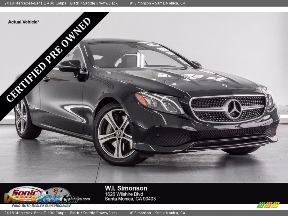 2018 Mercedes-Benz E 400 Coupe Black / Saddle Brown/Black Photo #1