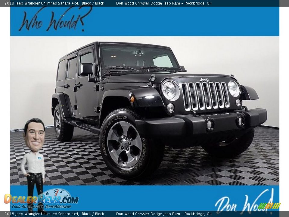 2018 Jeep Wrangler Unlimited Sahara 4x4 Black / Black Photo #1