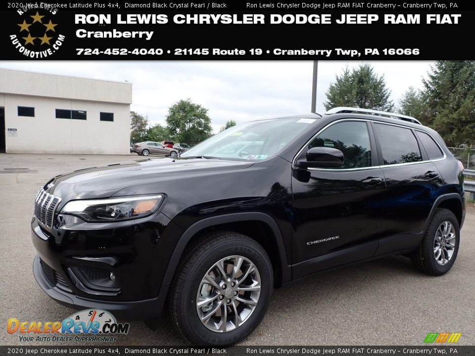 2020 Jeep Cherokee Latitude Plus 4x4 Diamond Black Crystal Pearl / Black Photo #1