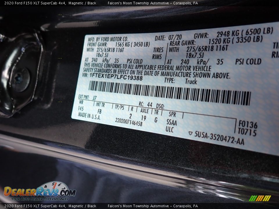 2020 Ford F150 XLT SuperCab 4x4 Magnetic / Black Photo #10