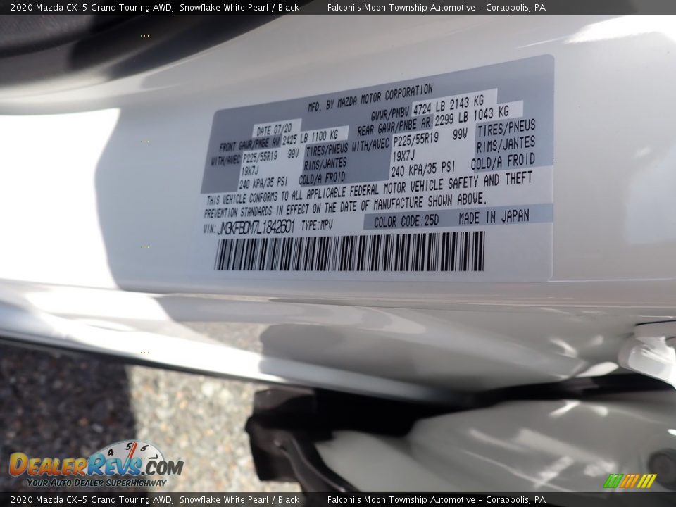 2020 Mazda CX-5 Grand Touring AWD Snowflake White Pearl / Black Photo #13
