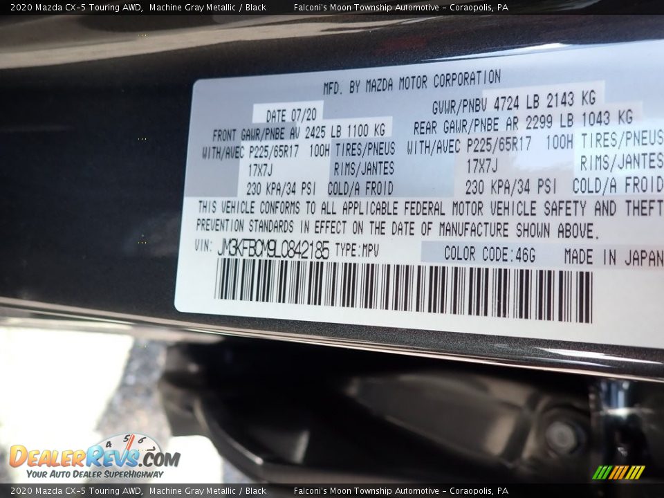 2020 Mazda CX-5 Touring AWD Machine Gray Metallic / Black Photo #12