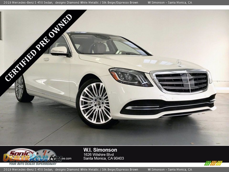 2019 Mercedes-Benz S 450 Sedan designo Diamond White Metallic / Silk Beige/Espresso Brown Photo #1