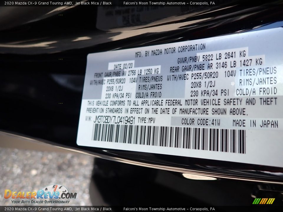 2020 Mazda CX-9 Grand Touring AWD Jet Black Mica / Black Photo #11