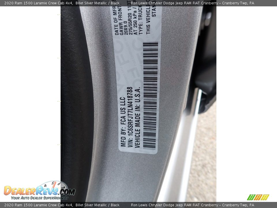 2020 Ram 1500 Laramie Crew Cab 4x4 Billet Silver Metallic / Black Photo #10