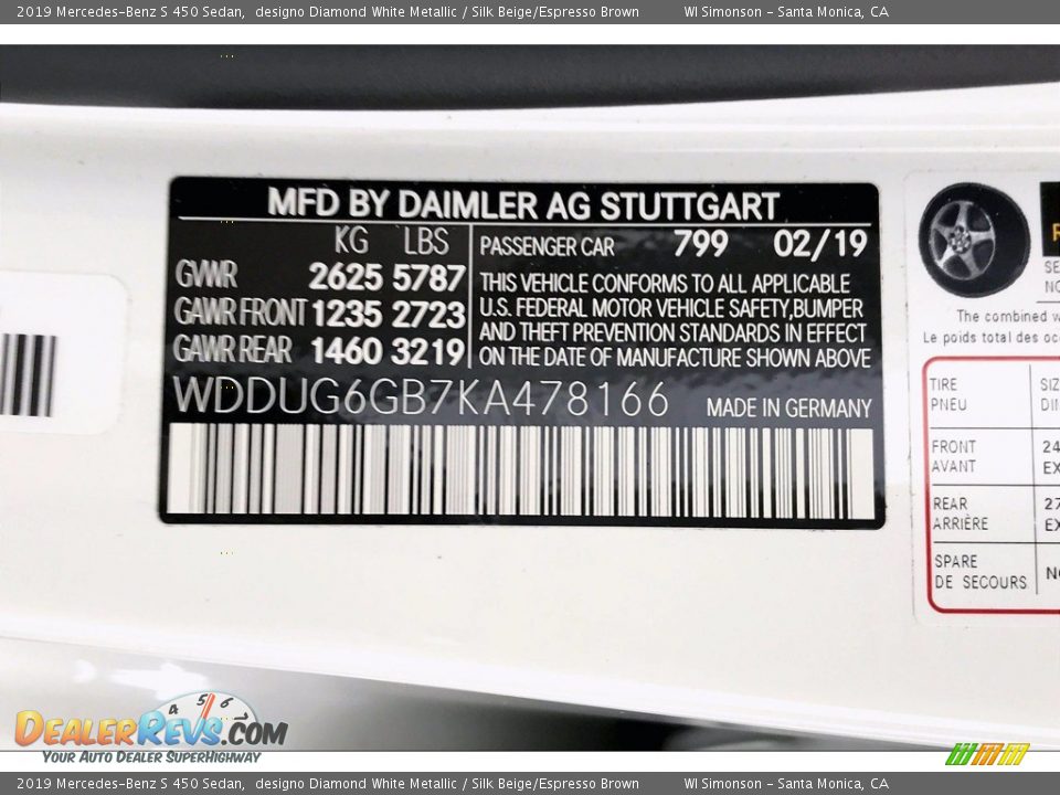 2019 Mercedes-Benz S 450 Sedan designo Diamond White Metallic / Silk Beige/Espresso Brown Photo #24