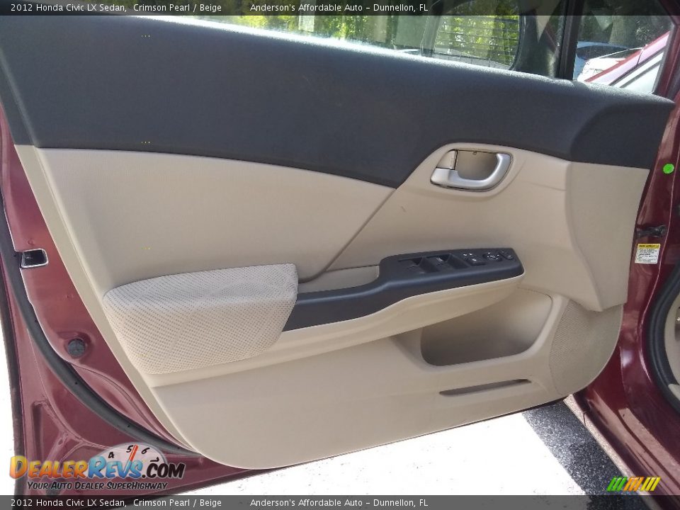 2012 Honda Civic LX Sedan Crimson Pearl / Beige Photo #9