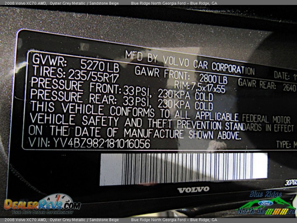 2008 Volvo XC70 AWD Oyster Grey Metallic / Sandstone Beige Photo #21