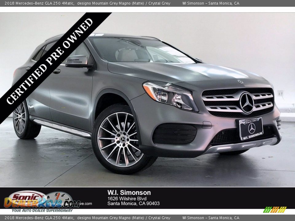 2018 Mercedes-Benz GLA 250 4Matic designo Mountain Grey Magno (Matte) / Crystal Grey Photo #1