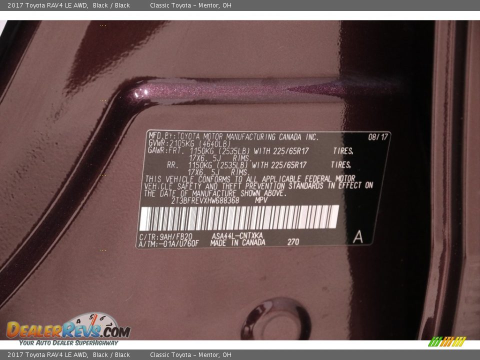 2017 Toyota RAV4 LE AWD Black / Black Photo #18