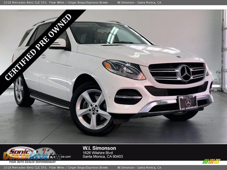 2018 Mercedes-Benz GLE 350 Polar White / Ginger Beige/Espresso Brown Photo #1