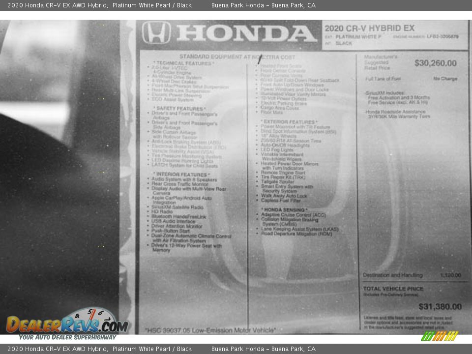 2020 Honda CR-V EX AWD Hybrid Platinum White Pearl / Black Photo #35