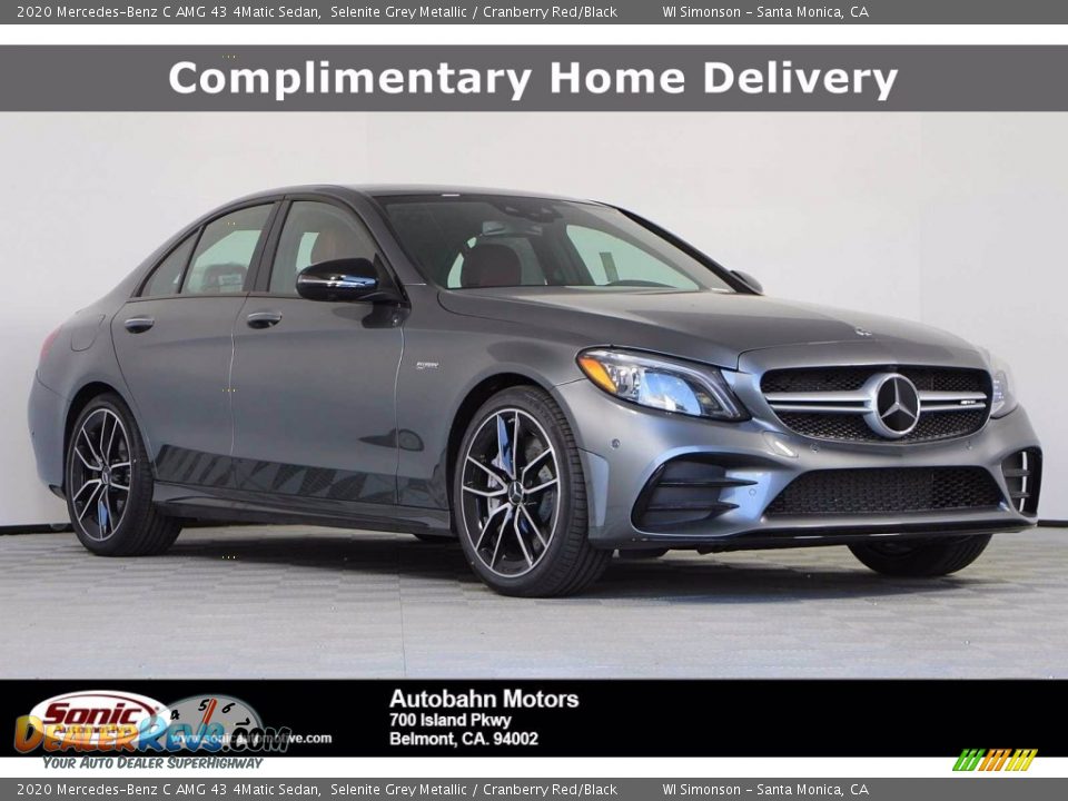2020 Mercedes-Benz C AMG 43 4Matic Sedan Selenite Grey Metallic / Cranberry Red/Black Photo #1