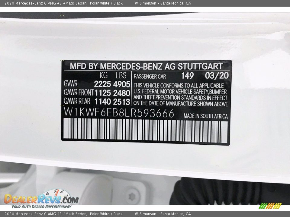 2020 Mercedes-Benz C AMG 43 4Matic Sedan Polar White / Black Photo #11