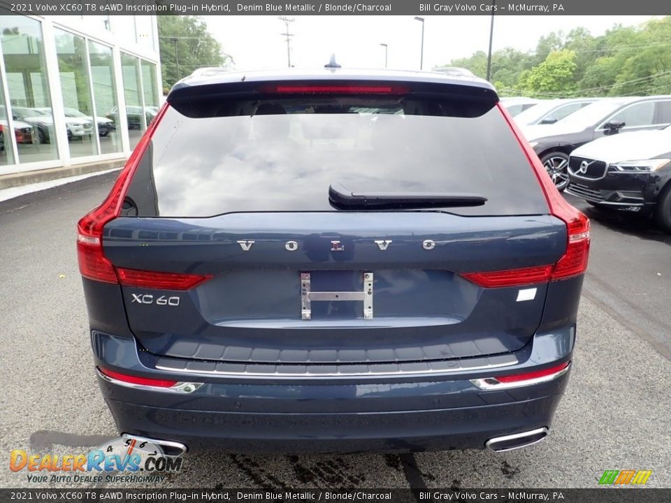 2021 Volvo XC60 T8 eAWD Inscription Plug-in Hybrid Denim Blue Metallic / Blonde/Charcoal Photo #3
