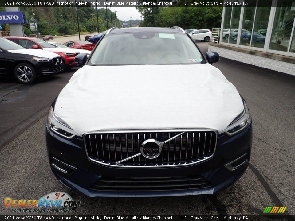 2021 Volvo XC60 T8 eAWD Inscription Plug-in Hybrid Denim Blue Metallic / Blonde/Charcoal Photo #6